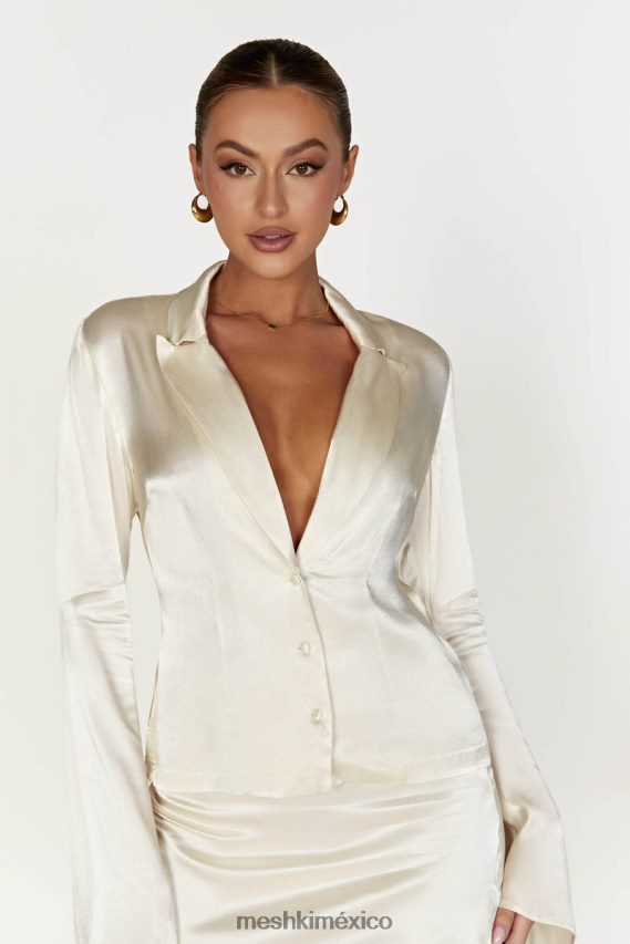 Meshki camisa de manga larga con cuello noa Marfil ropa H48F8H876