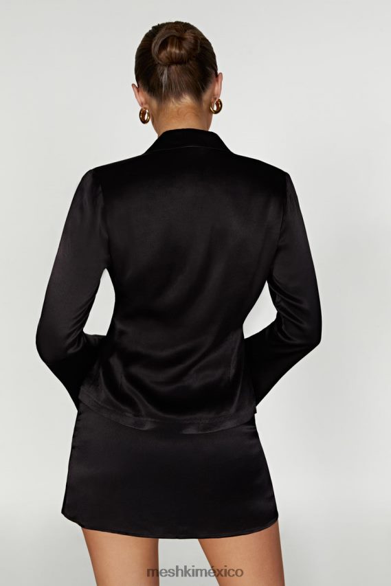 Meshki camisa de manga larga con cuello noa negro ropa H48F8H898