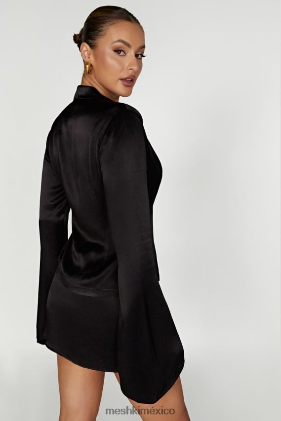 Meshki camisa de manga larga con cuello noa negro ropa H48F8H898