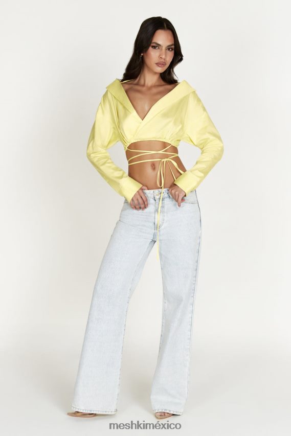 Meshki camisa de manga larga con hombros descubiertos freya limón ropa H48F8H1055