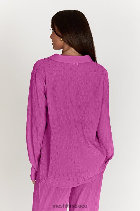 Meshki camisa extragrande con pliegues Karla Wave Rosa Rosa ropa H48F8H1057