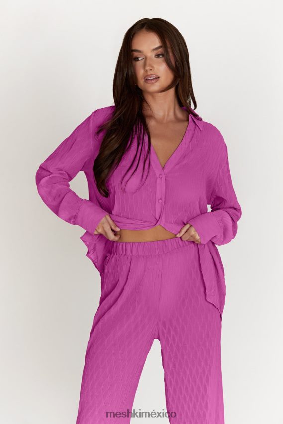 Meshki camisa extragrande con pliegues Karla Wave Rosa Rosa ropa H48F8H1057