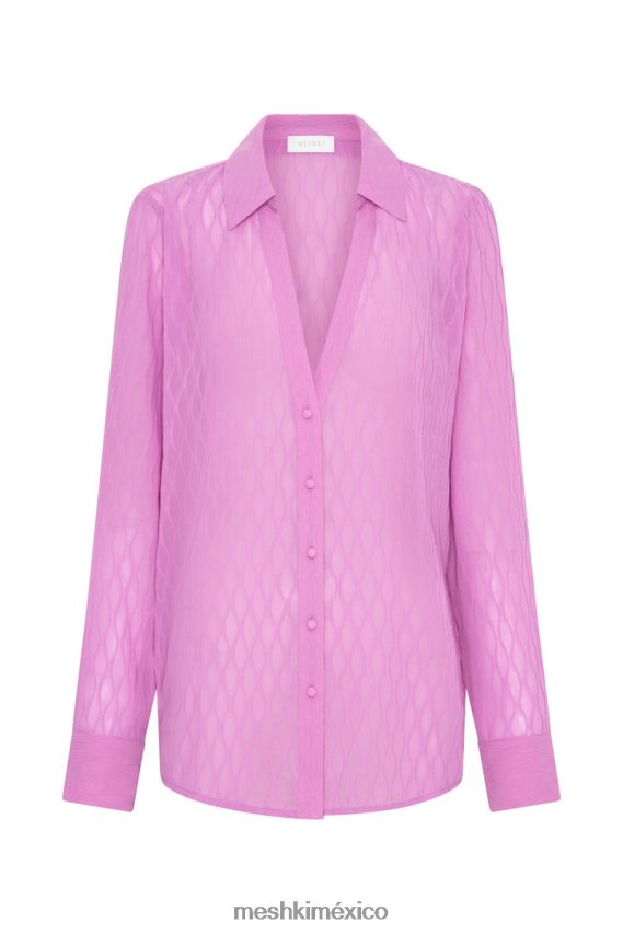 Meshki camisa extragrande con pliegues Karla Wave Rosa Rosa ropa H48F8H1057