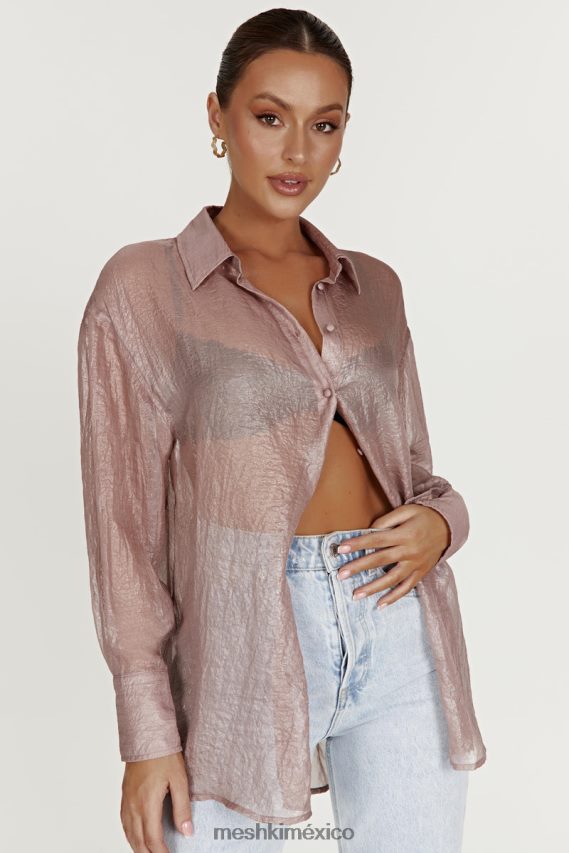 Meshki camisa iridiscente transparente extragrande Molly gris pardo ropa H48F8H1105