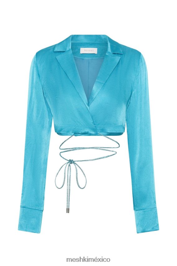 Meshki camisa talulah con cuerda y diamantes azul cian ropa H48F8H1104