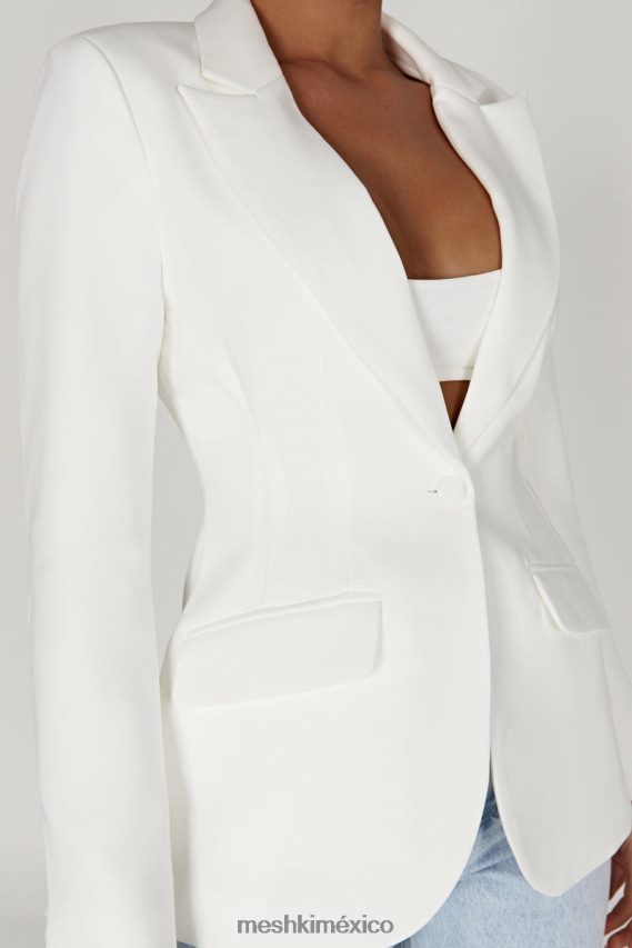 Meshki blazer Helda ajustado con cintura ceñida blanco ropa H48F8H1626