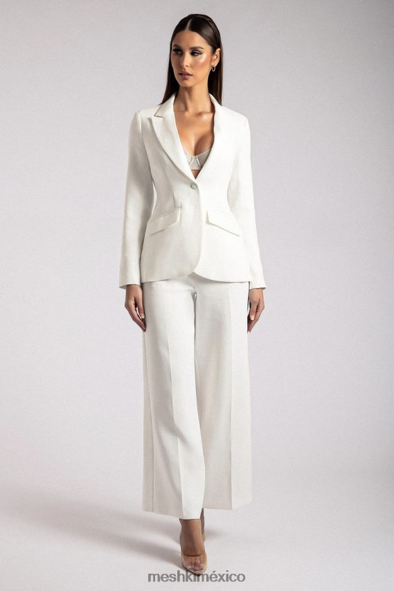 Meshki blazer Helda ajustado con cintura ceñida blanco ropa H48F8H1626