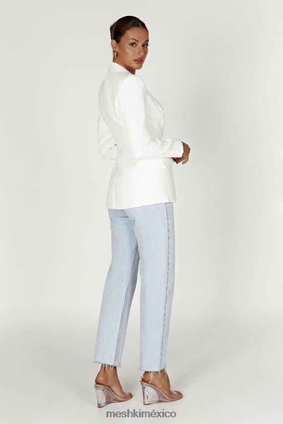 Meshki blazer Helda ajustado con cintura ceñida blanco ropa H48F8H1626