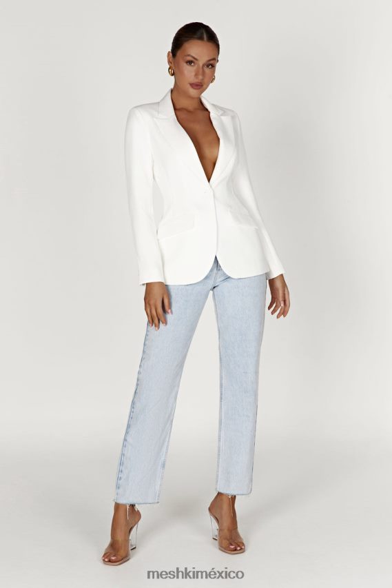 Meshki blazer Helda ajustado con cintura ceñida blanco ropa H48F8H1626