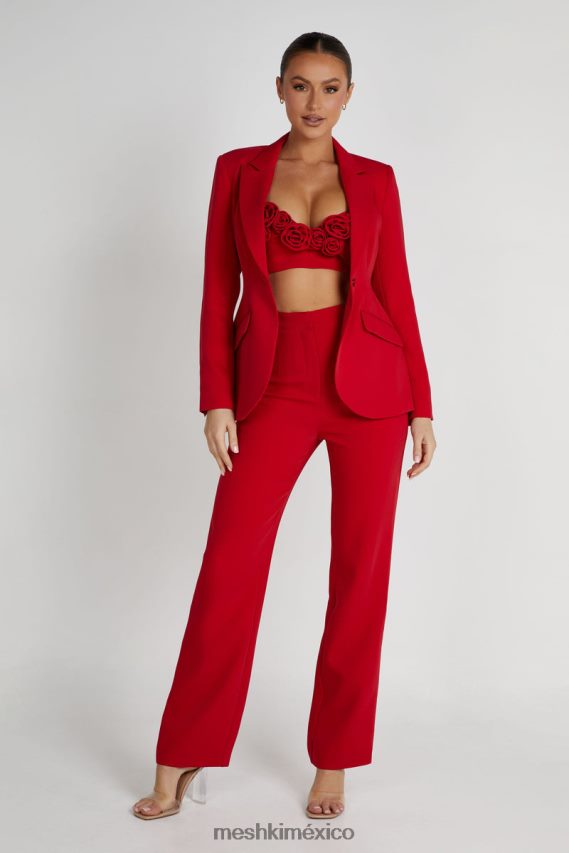 Meshki blazer Helda ajustado con cintura ceñida rojo ropa H48F8H1620