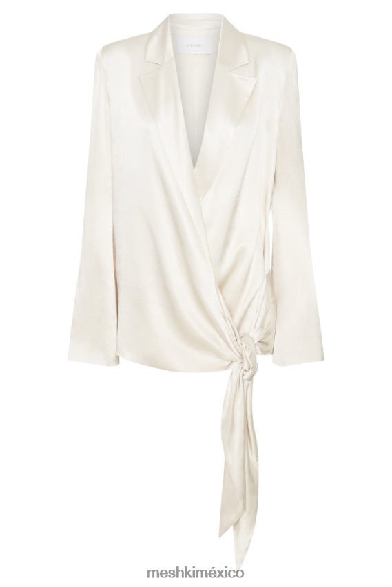 Meshki chaqueta estilo blazer de satén aspyn Marfil ropa H48F8H1653