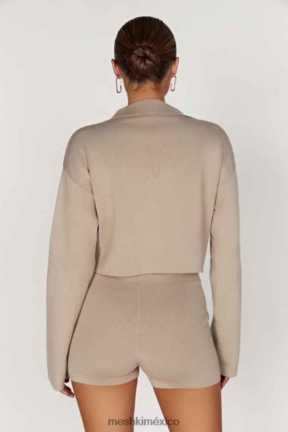 Meshki suéter de punto con cuello Lennox gris pardo ropa H48F8H893