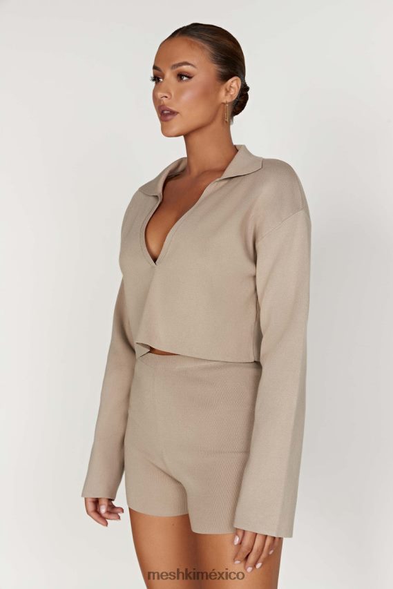 Meshki suéter de punto con cuello Lennox gris pardo ropa H48F8H893