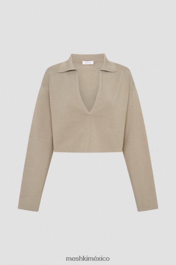 Meshki suéter de punto con cuello Lennox gris pardo ropa H48F8H893