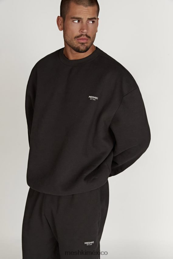 Meshki suéter oversize con cuello redondo Phoenix anochecer negro ropa H48F8H809