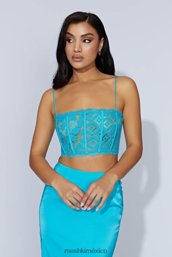 Meshki corpiño de encaje festoneado bellamy aguamarina ropa H48F8H1043