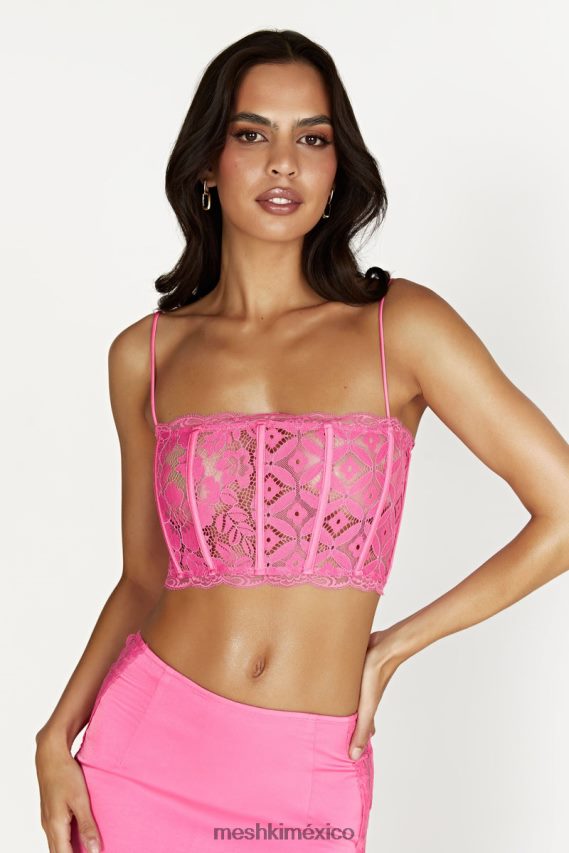 Meshki corpiño de encaje festoneado bellamy rosa chicle ropa H48F8H1019