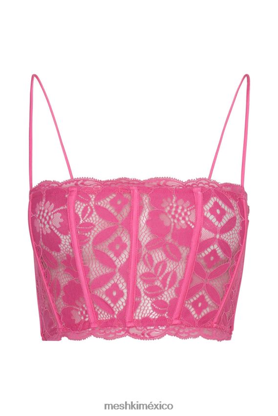 Meshki corpiño de encaje festoneado bellamy rosa chicle ropa H48F8H1019