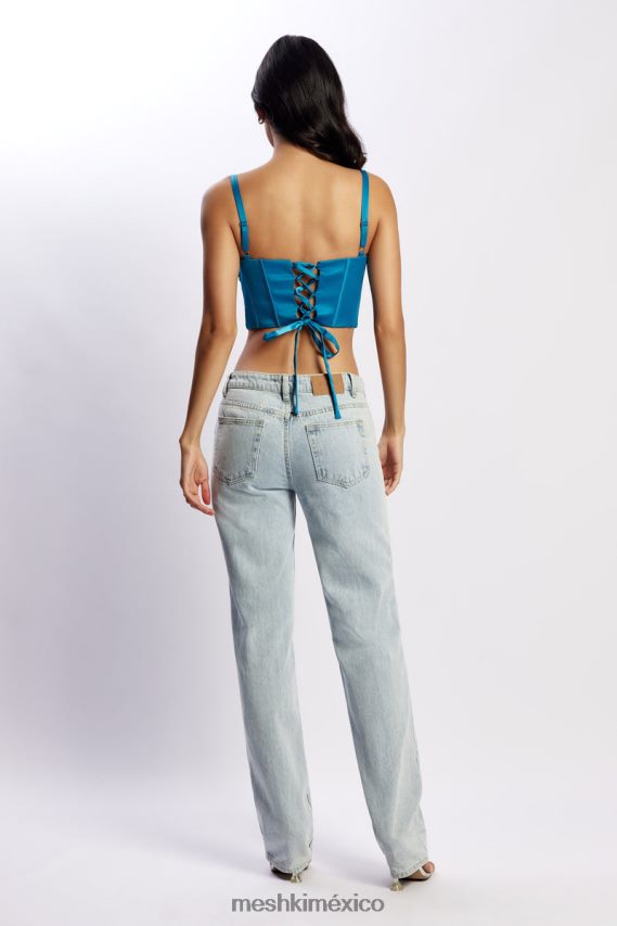 Meshki kristy top corsé fruncido en el busto azul marino ropa H48F8H975