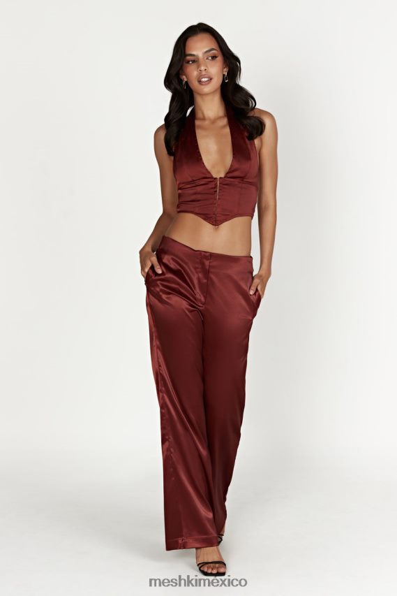 Meshki top con corsé de satén mallory chocolate con cerezas ropa H48F8H1066