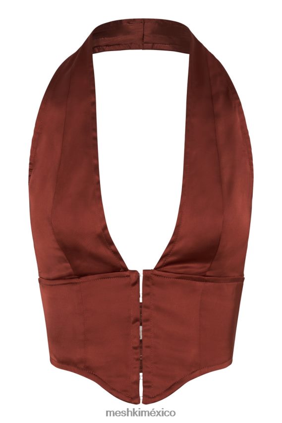 Meshki top con corsé de satén mallory chocolate con cerezas ropa H48F8H1066