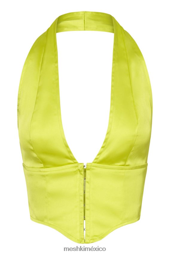 Meshki top con corsé de satén mallory verde fresco ropa H48F8H1045