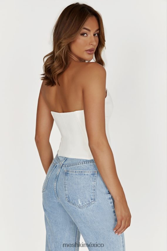 Meshki top con corsé en punta janayia blanco ropa H48F8H820