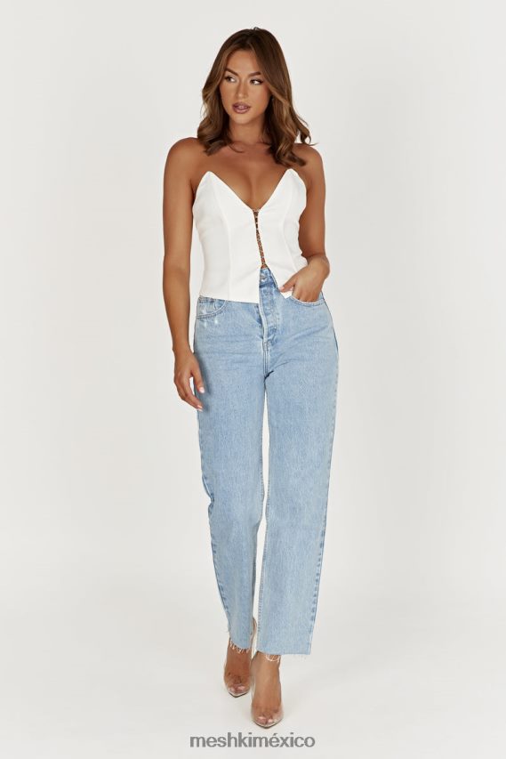 Meshki top con corsé en punta janayia blanco ropa H48F8H820