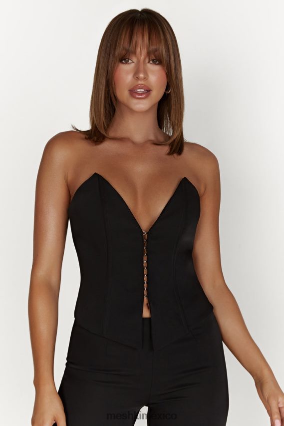 Meshki top con corsé en punta janayia negro ropa H48F8H854
