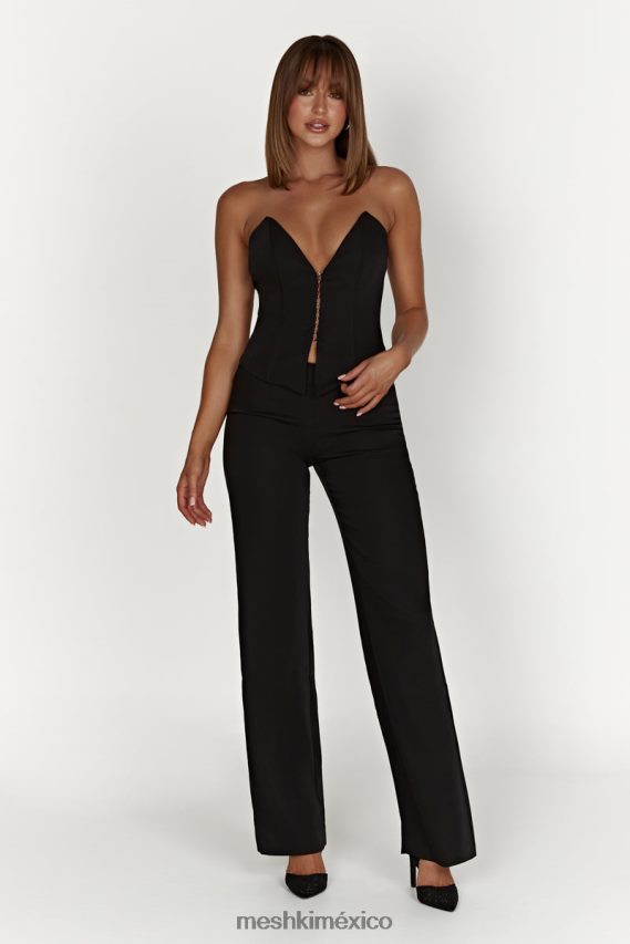 Meshki top con corsé en punta janayia negro ropa H48F8H854