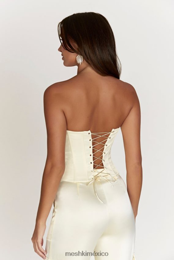 Meshki top corsé con cordones amaya hueso ropa H48F8H1020