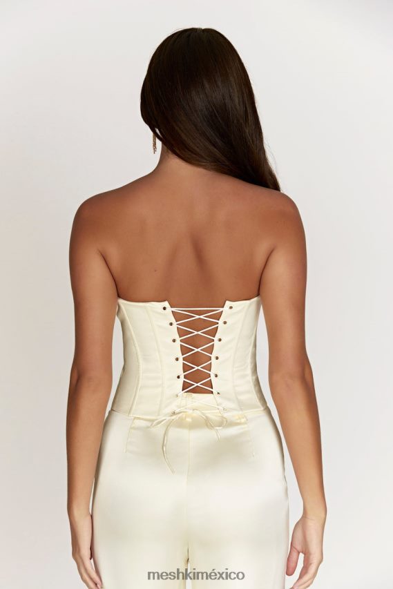 Meshki top corsé con cordones amaya hueso ropa H48F8H1020