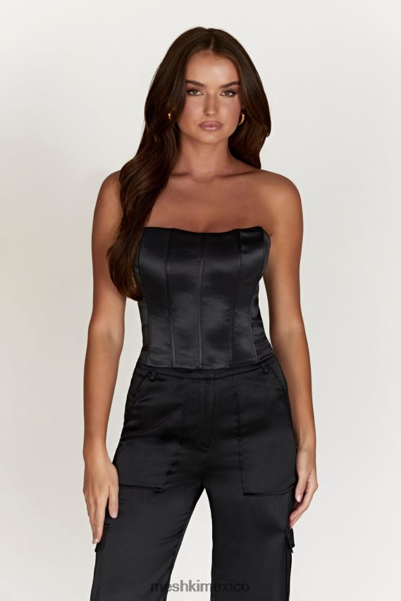 Meshki top corsé con cordones amaya negro ropa H48F8H995