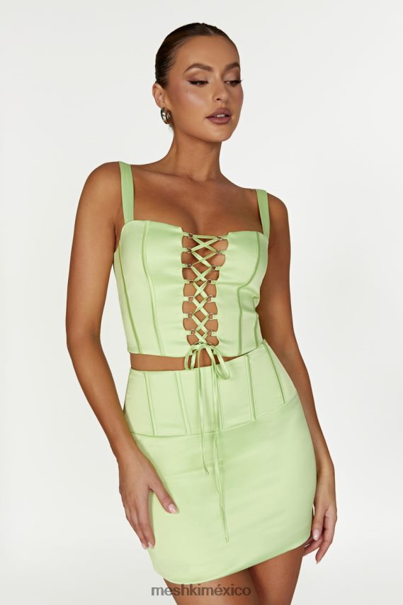 Meshki top corsé de satén escarlata verde pistacho ropa H48F8H1000