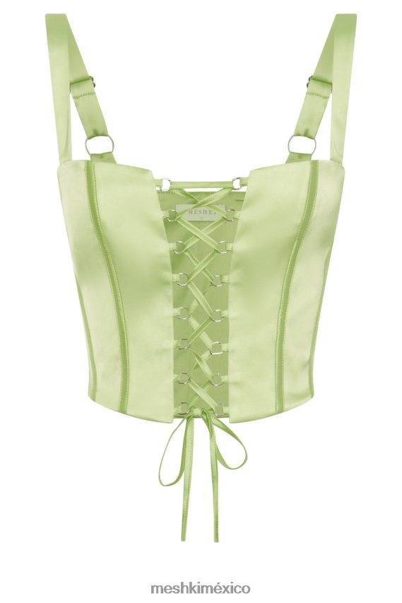Meshki top corsé de satén escarlata verde pistacho ropa H48F8H1000