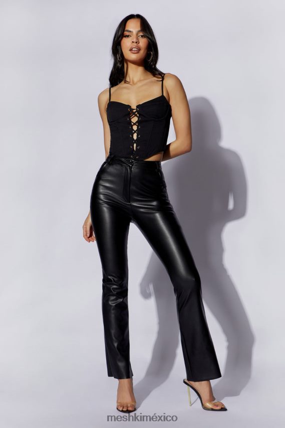 Meshki top estilo corsé largo Janice negro ropa H48F8H1051