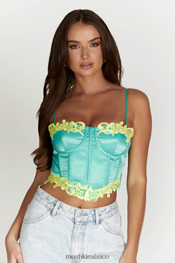 Meshki top tatiana corsé con encaje menta ropa H48F8H998