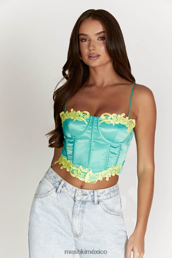 Meshki top tatiana corsé con encaje menta ropa H48F8H998